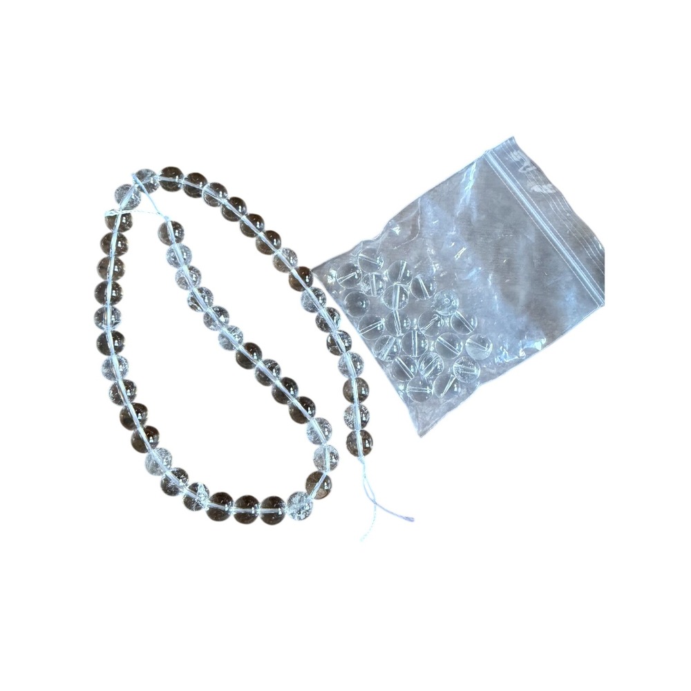 Natural Clear Quartz Crystal Round Polished Beads Strand and Loose Set Clear